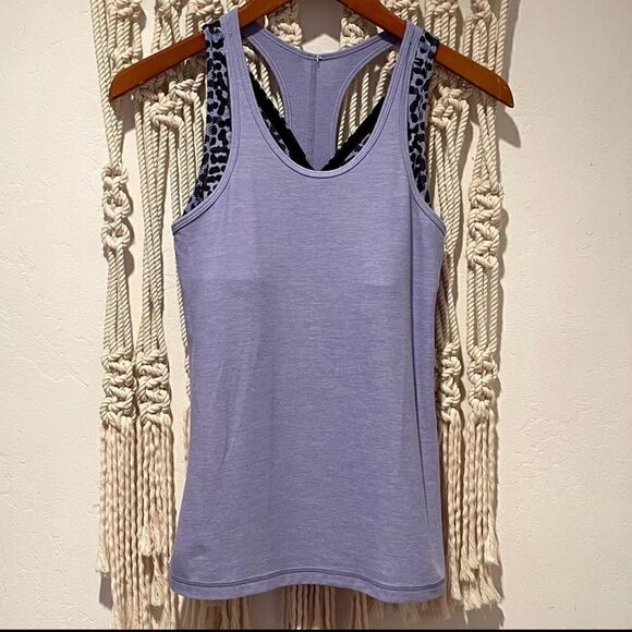 Lululemon Inspiration Tank SZ 2 Purple & Black Built in Bra Racerback Yoga Top - Picture 2 of 8